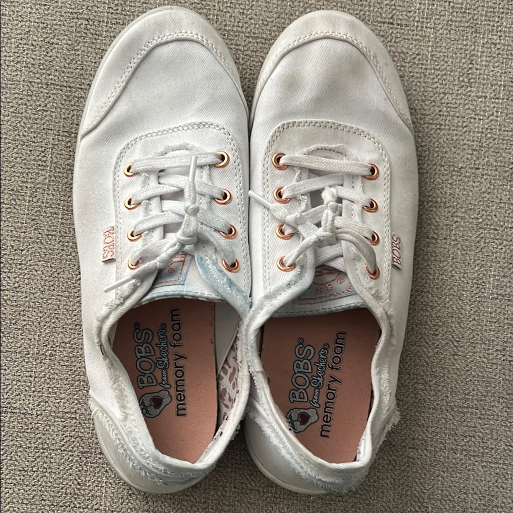 Skechers BOBS White Floral Sole Sneakers